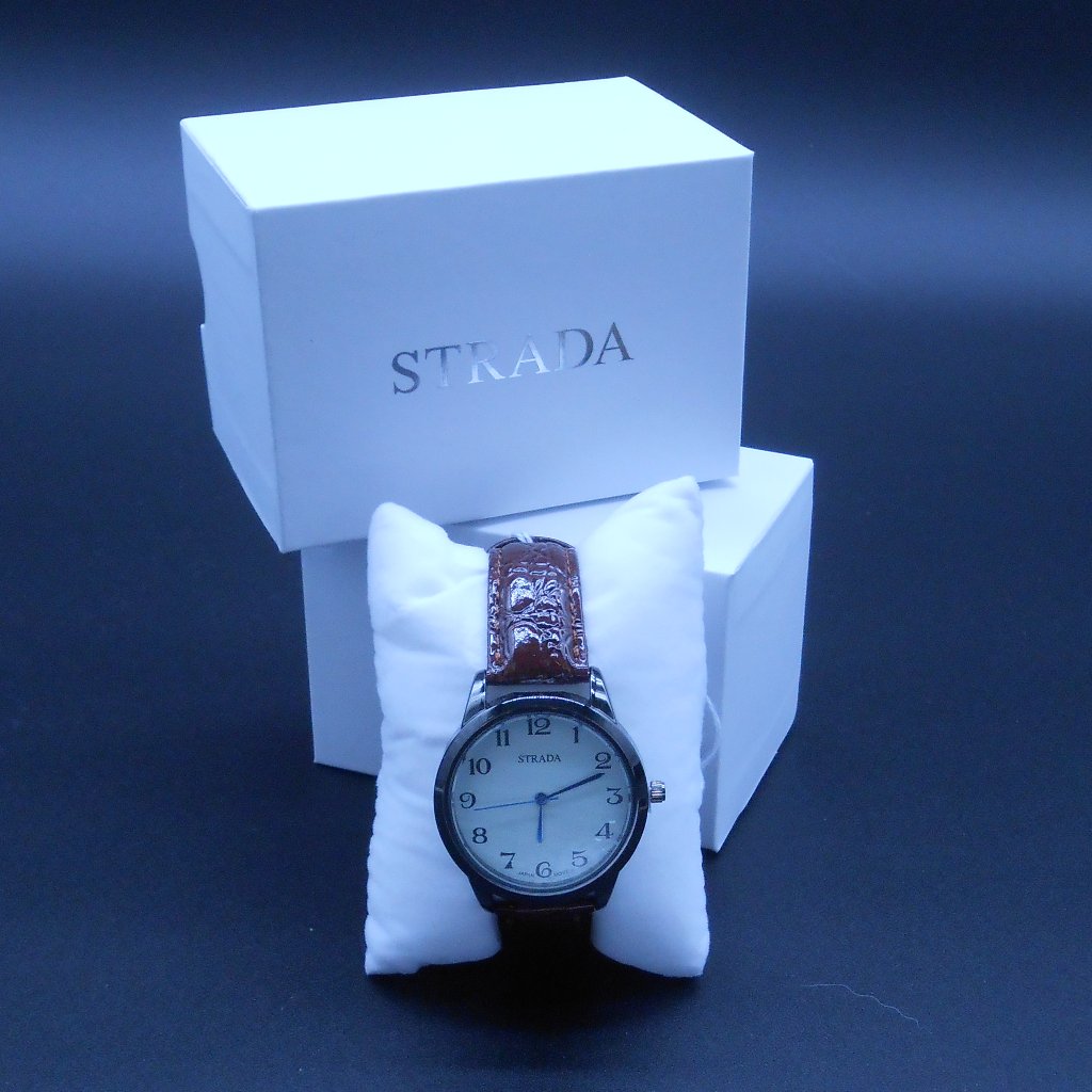 Watch Strada Japanese Movement With Brown Crocodile Embossed Faux Leather